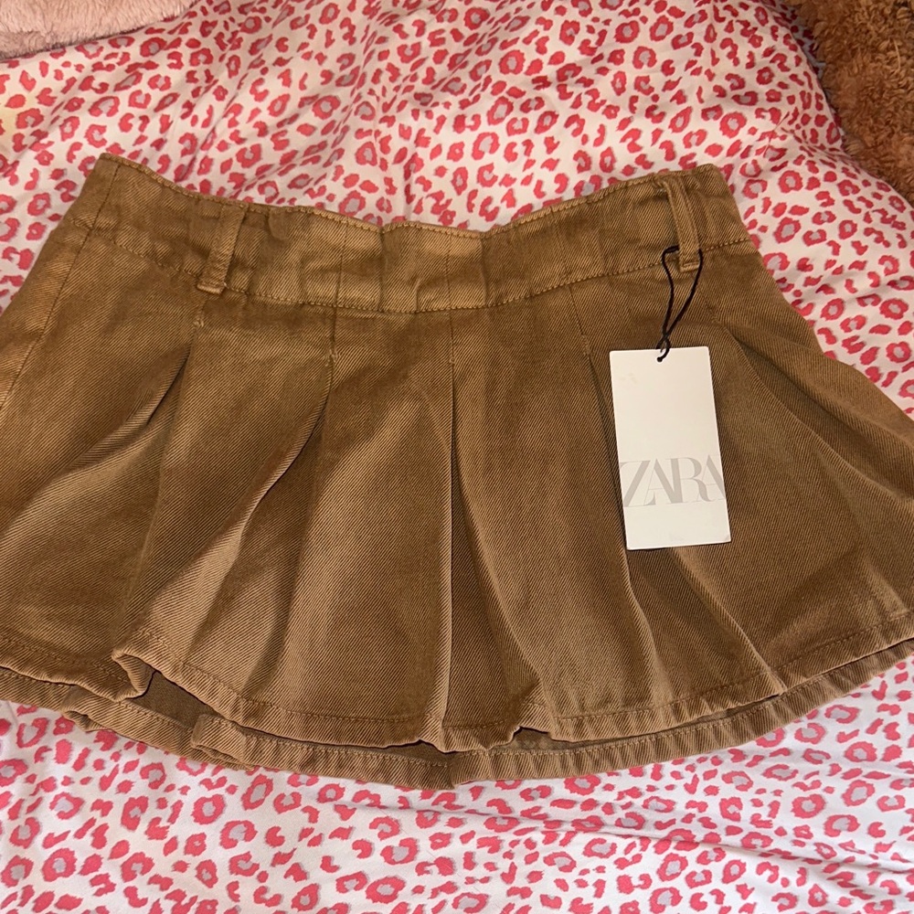 Zara Tan Pleated Skirt